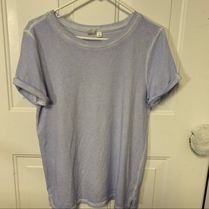 Gap Soft  Shaded Seams Blue Rolled Cuff Short Sleeve Round Collar Top Sz XS